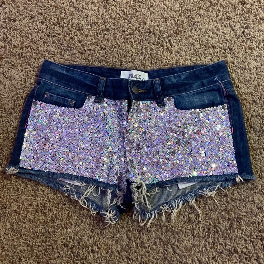 Victoria’s Secret pink sequin denim shorts